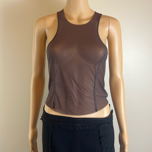 Free People Tops - Free People Sheer Mesh Plum Tank